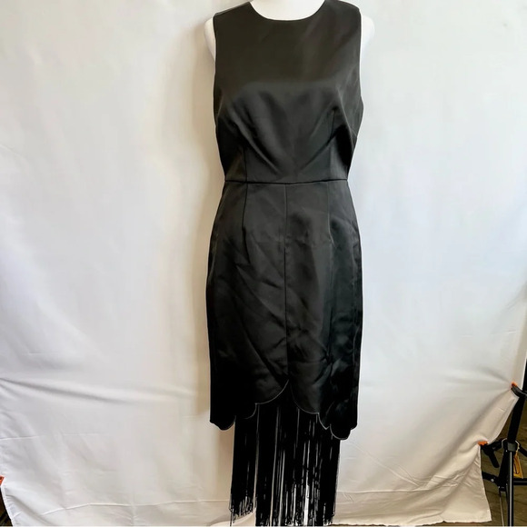 NWT Keepsake The Label Dress Formal Little Black Sleeveless Fringe Size Large - Picture 4 of 14